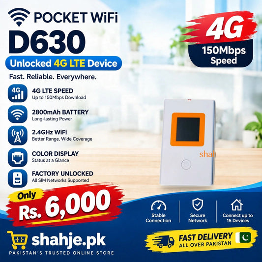 4G Pocket WiFi D630 Unlocked 150Mbps 2800mAh Color Display - Rs. 6,000