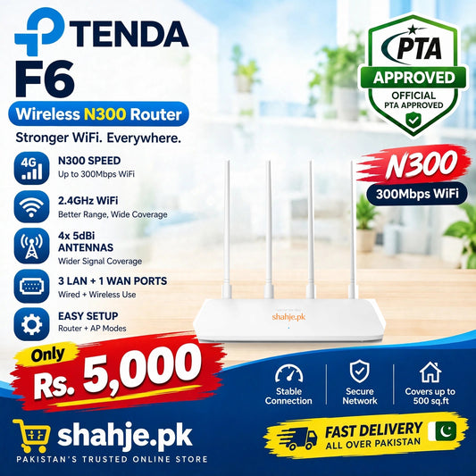 Tenda F6 Wireless N300 Router 4 Antennas PTA Approved - Rs. 5,000
