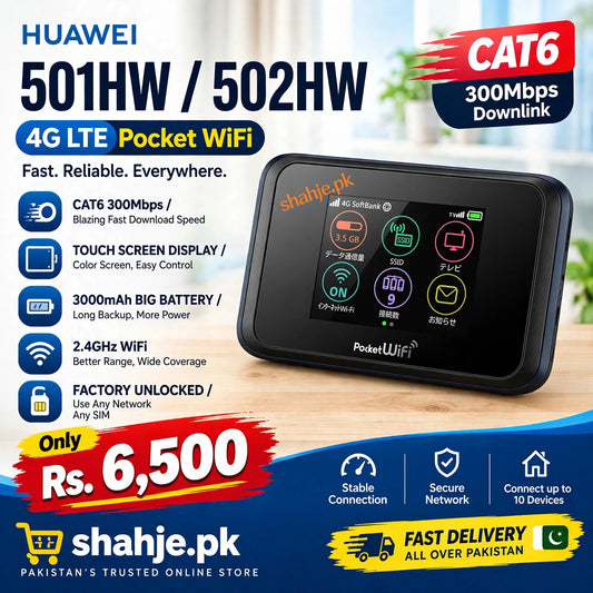 Huawei Pocket WiFi 501HW 502HW Cat6 300Mbps Touch Screen 3000mAh - Rs. 6,500