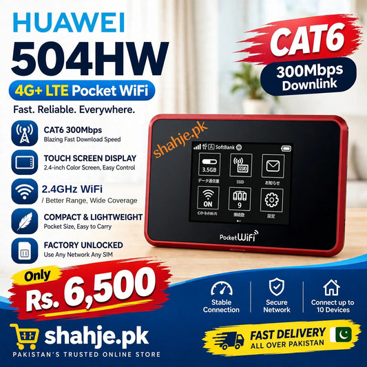 Huawei 504HW Pocket WiFi Cat6 300Mbps Touch Screen - Rs. 6,500