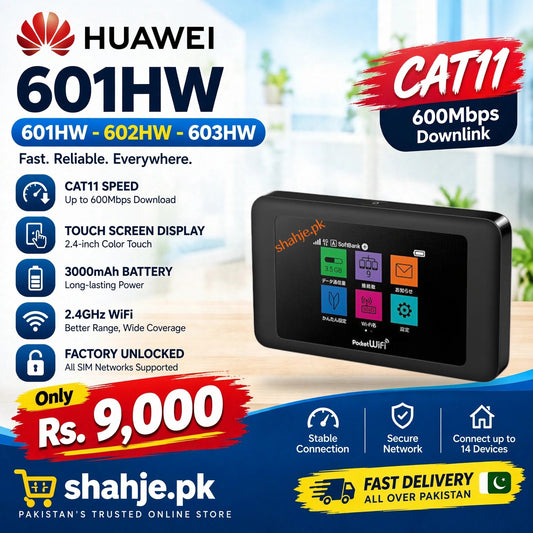 Huawei 601HW 602HW 603HW Cat11 Pocket WiFi Touchscreen 3000mAh 600Mbps - Rs. 9,000
