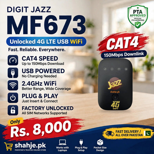 Digit Jazz MF673 4G LTE USB WiFi Cat4 PTA Approved Plug and Play - Rs. 8,000