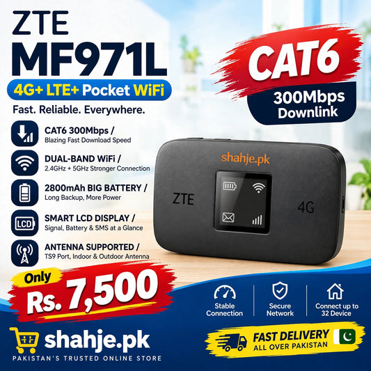 ZTE MF971L 4G+ LTE+ Pocket WiFi - Cat6 300Mbps, 2800mAh, Antenna Supported - Rs. 7,500