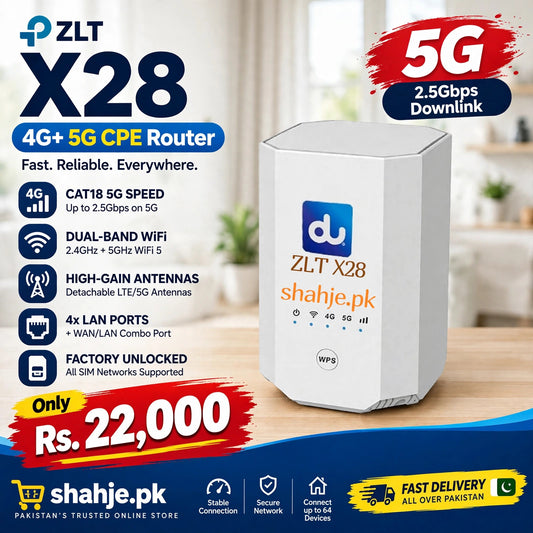 ZLT X28 4G+ 5G Cat18 CPE Router 2.5Gbps Dual-Band 64 Devices - Rs. 22,000