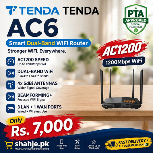 Tenda AC6 Smart Dual-Band WiFi Router - shahje.pk banner