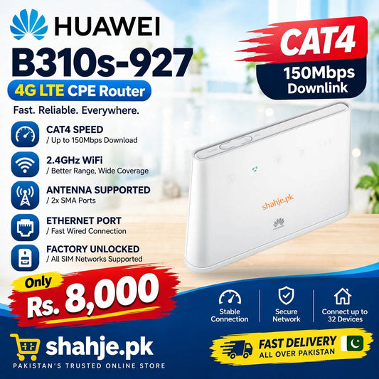 Huawei B310s-927 4G LTE CPE Router Cat4 150Mbps 2.4GHz 32 Devices - Rs. 8,000