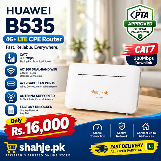 Huawei B535 Cat7 300Mbps PTA Approved AC1200 Dual-Band 4x LAN SMA - Rs. 16,000