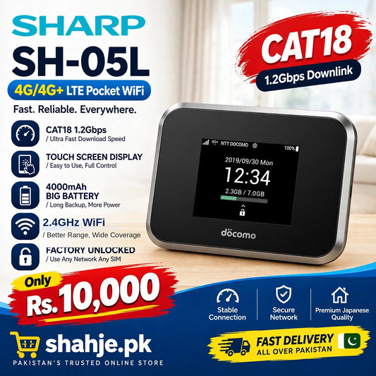 Docomo SH-05L Sharp Cat18 4G+ Touch Screen Pocket WiFi - 4000mAh Battery - Rs. 10,000