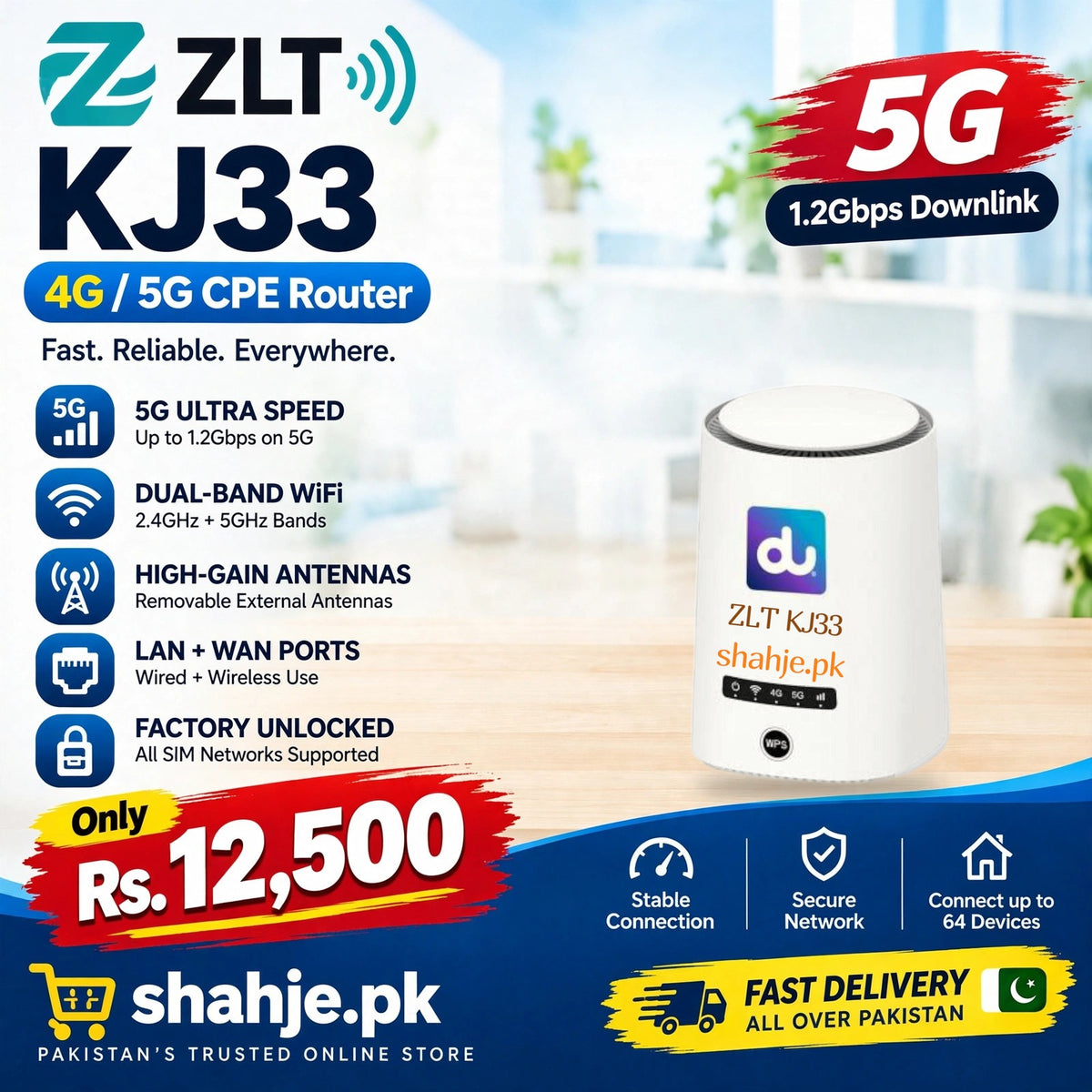ZLT KJ33 DU 4G 5G CPE Router Dual-Band 1.2Gbps - Rs. 12,500