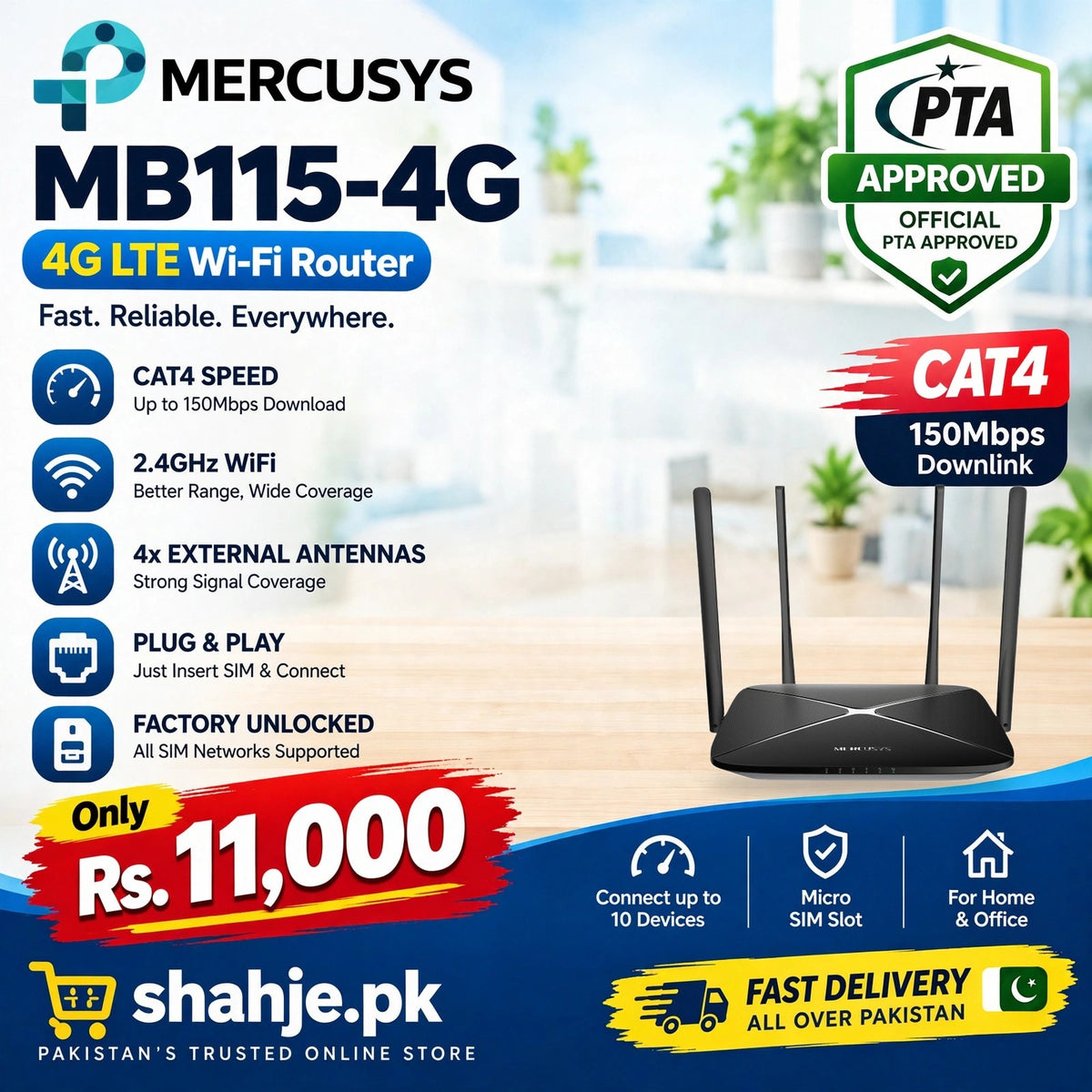 Mercusys MB115-4G LTE Router - shahje.pk banner