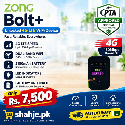 Zong Bolt+ MF683U 4G LTE WiFi Dual-Band PTA Approved 2100mAh - Rs. 7,500
