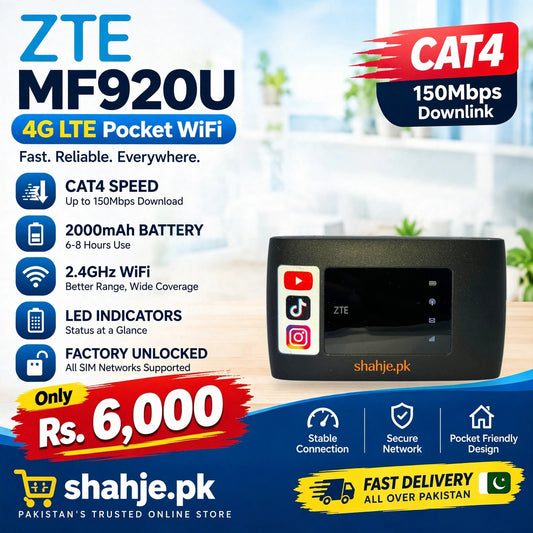ZTE MF920U 4G LTE Pocket WiFi Cat4 2000mAh LED Indicators - Rs. 6,000